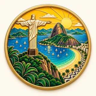 Clue: Christ the Redeemer statue, Sugarloaf Mountain and a sweeping beach with wave-pattern promenade.