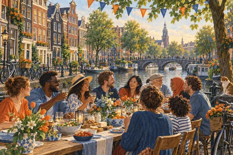 Symbolic neighborhood gathering for Amsterdam’s 750th anniversary in 2025.