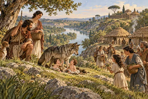 Storybook interpretation of Rome’s founding legend, not a documented scene.