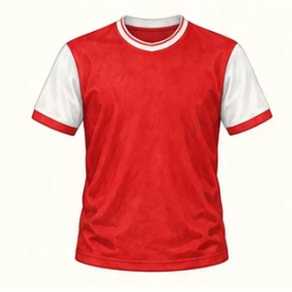 Illustrated Arsenal home-colour shirt: red body with white sleeves.