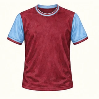 Illustrated Aston Villa home-colour shirt: claret body with light blue sleeves.