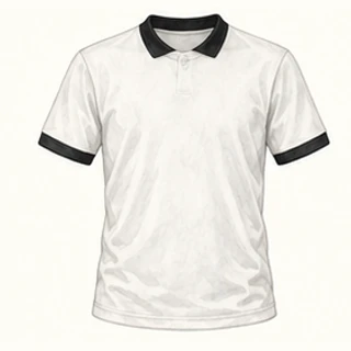 Illustrated Fulham home-colour shirt: white with black collar and cuffs.