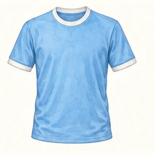 Illustrated Manchester City home-colour shirt: sky blue with white trim.