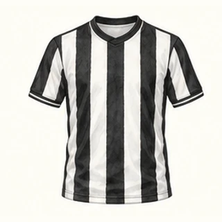 Illustrated Newcastle United home-colour shirt: black and white vertical stripes.