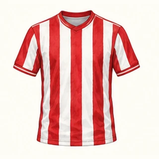 Illustrated Sunderland home-colour shirt: red and white vertical stripes.