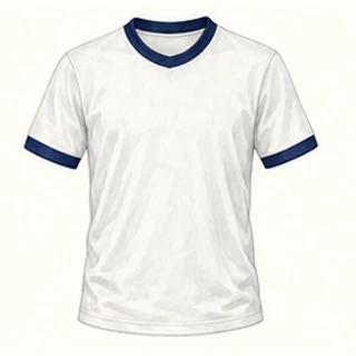 Illustrated Tottenham Hotspur home-colour shirt: white with navy trim.